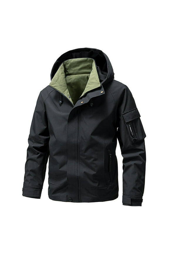 Jackets For Men Plus Size Waterproof Long Sleeved Hooded Insulated Rain Jacket Windbreaker for Hiking & Travel With Multiple Pockets Softshell Jacket M-5XL