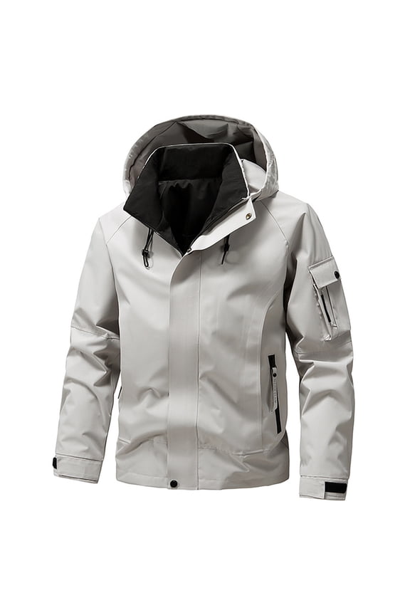 Jackets For Men Plus Size Waterproof Long Sleeved Hooded Insulated Rain Jacket Windbreaker for Hiking & Travel With Multiple Pockets Softshell Jacket M-5XL