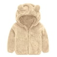 thumbnail image 1 of Admvng Jackets for Girls Spring and Fall Cute and Warm Plush Top Zipper Hooded Double-Sided Plush Top Jacket, Size 80-120, 1 of 3