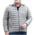 thumbnail image 1 of Admvng Jackets for Men Outdoor Warm Zipper Pocket Hooded Plus Winter Outerwear Mens Jackets Padded Lightweight, Size L-5XL, 1 of 5