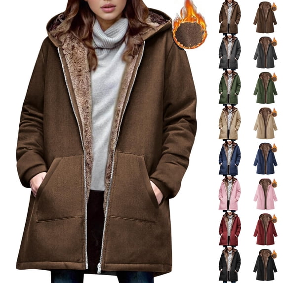 Admvng Jackets for Women Fashion Warm Fleece Jacket Snap Button Closure Solid Thermal Lined, Size S-2XL