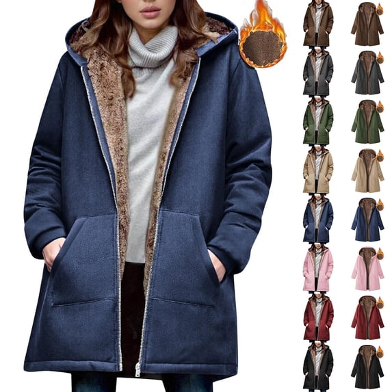 Admvng Jackets for Women Fashion Warm Fleece Jacket Snap Button Closure Solid Thermal Lined, Size S-2XL