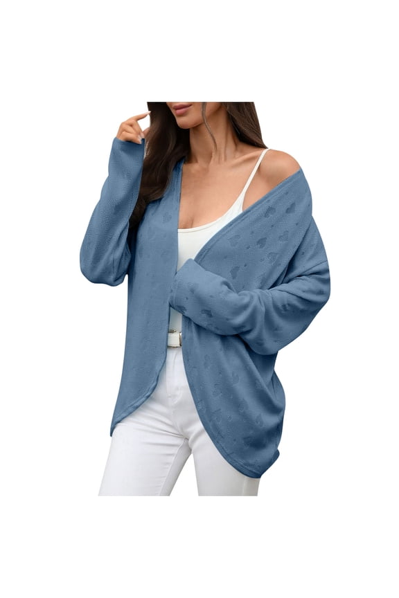 Admvng Jackets for Women Long Sleeved Coat Solid Color Blouse Loose Fitting Cardigan Jacket Tops,Sizes S-2XL