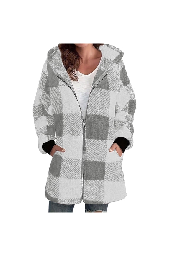 Admvng Jackets for Women Warm Faux Coat Jacket Winter Zipper Casual Solid Long Sleeve Outerwear, Size S-2XL