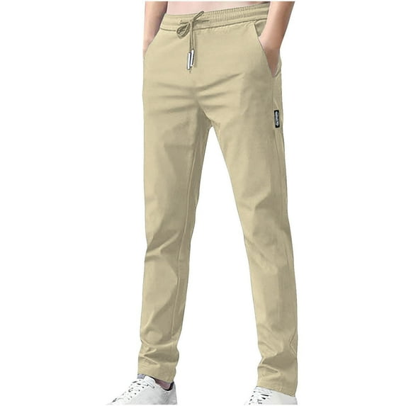 Admvng Joggers for Men Casual Thickened Warmth Sport Pocket Solid Color Elastic Waist Long Pants,Size XS-2XL