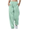 thumbnail image 1 of Admvng Joggers for Women Loose Warm Pants Casual Solid Zipper Pocket Sweatpants, Size S-4XL, 1 of 5