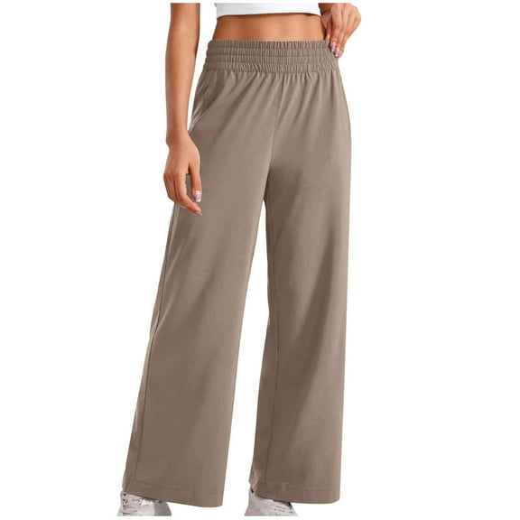 Admvng Joggers for Women Solid Color Elastic Waist Sports Casual Pants with Side Pockets, Size S-2XL