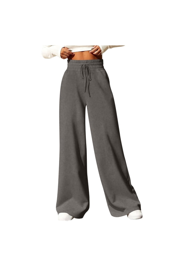 Joggers for Women Warm Casual Solid Straight Tube Loose Drawstring Elastic Waist Sweatpants Long Pants, Size S-2XL