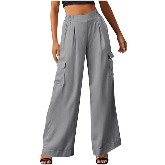 Admvng Joggers for Women Wide Leg Work Pants Warm Casual Solid with Pockets Sweatpants, Size S-2XL