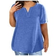 thumbnail image 1 of Admvng Ladies Summer Tops V-neck Solid Color Oversized T-shirt Top on Clearance, 1 of 5