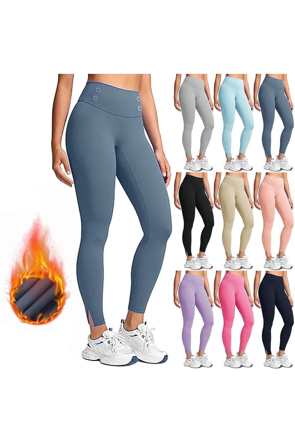 Leggings for Women Soft Warm Velvet Fleece Lined Leggings High Waisted Yoga Athletic Pants, Size S-2XL
