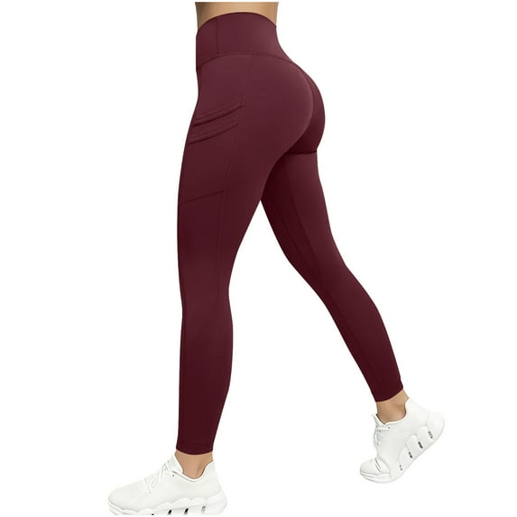 Admvng Leggings for Women Solid Color Fitness High Waisted Stretch Pocket Yoga Pants for Lifting The Buttocks S-2XL