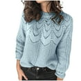 thumbnail image 1 of Admvng Light Sweaters for Women Casual Fashion Pullover Long Sleeve Round-Neck Knitted Sweater Tops S-2XL, 1 of 6