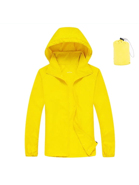 Lightweight Hooded Rain Jacket Full Zip Elastic Cuff Outdoor Travel Cycling Raincoat with Storage Bag