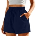 thumbnail image 1 of Admvng Linen Shorts for Women Drawstring Elastic Waist with Pockets Summer Casual Vacation Shorts, 1 of 6