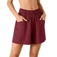 thumbnail image 1 of Admvng Linen Shorts for Women Elastic Waist Casual Loose Lightweight Breathable Shorts, 1 of 6