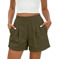 thumbnail image 1 of Admvng Linen Shorts for Women Pleated Summer Casual Shorts with Pockets, 1 of 8