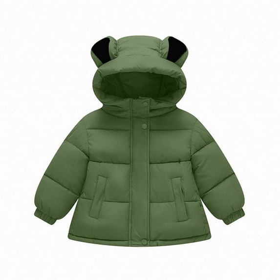 Admvng Little Girls Boys Puffer Jacket Hooded Fall And Winter Plus Thick Solid Color Coat Hooded Winter Down Coat Warm Puffer Jackets 90-130