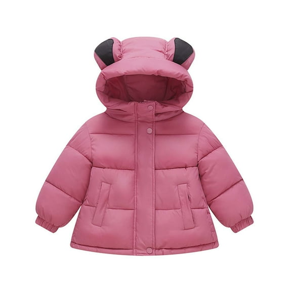Admvng Little Girls Boys Puffer Jacket Hooded Fall And Winter Plus Thick Solid Color Coat Hooded Winter Down Coat Warm Puffer Jackets 90-130
