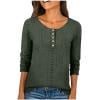 thumbnail image 1 of Admvng Long Sleeve Shirts for Women Casual Solid Color Round-Neck Buckle Holes Loose Three-Quarter Sleeve Sweatshirt S-2XL, 1 of 7