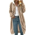 thumbnail image 1 of Admvng Long Winter Coats for Women Plus Size Solid Color Zipper Pullover Long Sleeve Hooded Jacket Winter Clothing for Women S-5XL, 1 of 5