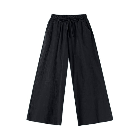 Admvng Lounge Pants Women Fashion Plus Size Drawstring Casual Solid Elastic Waist Pocket Loose Pants M-2XL