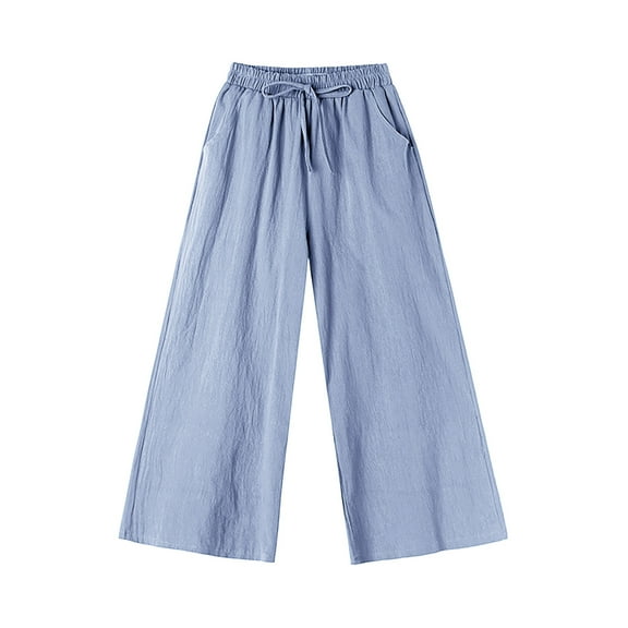 Admvng Lounge Pants Women Fashion Plus Size Drawstring Casual Solid Elastic Waist Pocket Loose Pants M-2XL