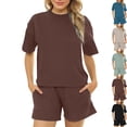 thumbnail image 1 of Admvng Lounge Sets For Women Loose Casual Two-piece Suit Short Sleeve And Shorts With Pocket Set S-2XL, 1 of 6