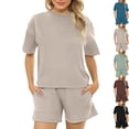 thumbnail image 1 of Admvng Lounge Sets For Women Loose Casual Two-piece Suit Short Sleeve And Shorts With Pocket Set S-2XL, 1 of 6