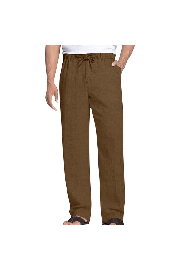 Mans Pants Casual Loose Elastic Summer Sport Drawstring Fashion Cotton Tall Comfy Long Pant With Pocket Size S-3XL