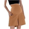 thumbnail image 1 of Admvng Maternity Bermuda Shorts Over Belly Casual Pregnancy Shorts with Side Pockets, 1 of 5