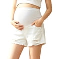 thumbnail image 1 of Admvng Maternity Denim Shorts Over Belly Ripped Pregnancy Jean Shorts, 1 of 6