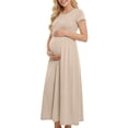 thumbnail image 1 of Admvng Maternity Maxi Dress Short Sleeve Empire Waist A-Line Pregnancy Dress, 1 of 7