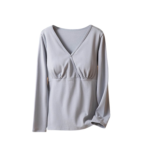 Admvng Maternity Nursing Cotton Top Long Sleeve Wrap V Neck Soft Breastfeeding Shirt for Pregnant Women