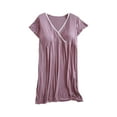 thumbnail image 1 of Admvng Maternity Nursing Nightgown Short Sleeve V-Neck Built-in Bra Breastfeeding Sleep Dress, 1 of 3