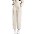 thumbnail image 1 of Admvng Maternity Plus Size Cropped Pants High Waist Pleated Pregnancy Trousers with Pockets, 1 of 8