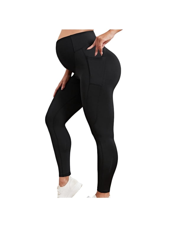 Maternity Yoga Leggings High Waist Pregnancy Gym Workout Pants with Side Pockets