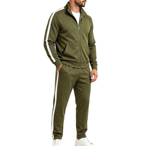 Admvng Men's 2 Piece Outfits Jacket and Elastic Waist Sweatpants Outfit Sport Casual Matching Suit Daily Workout Outdoor Tracksuit Set