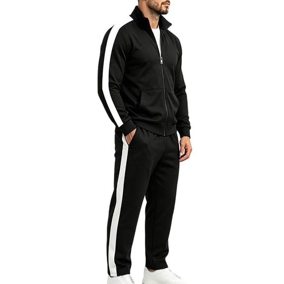 Admvng Men's 2 Piece Outfits Jacket and Elastic Waist Sweatpants Outfit Sport Casual Matching Suit Daily Workout Outdoor Tracksuit Set