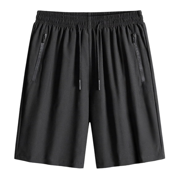 Admvng Men's Athletic Gym Shorts Solid Color Drawstring Quick Dry Activewear Workout Running Shorts for Men with Zipper Pockets M-4XL