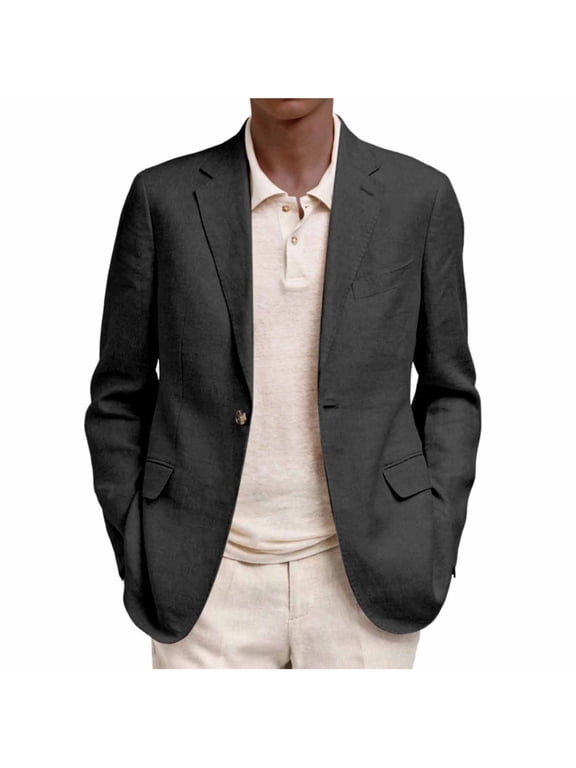 Men's Blazer Jacket Notched Lapel Casual Lightweight Business Suit Blazer