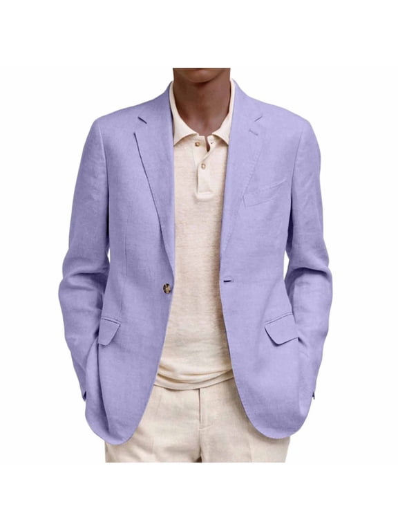 Men's Blazer Jacket Notched Lapel Casual Lightweight Business Suit Blazer