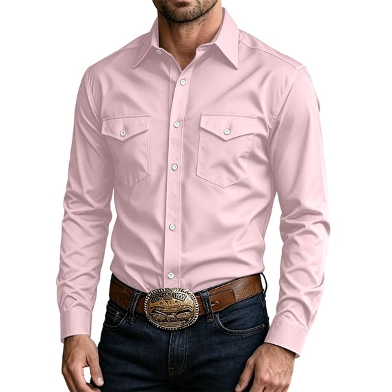 Admvng Men's Blouse Long Sleeve Button Down Solid Color Casual Shirts