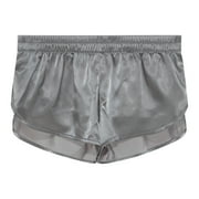 Admvng Men's Boxer Briefs Glossy Satin Sleep Shorts Elastic Split Hem Loose Lounge Short Panties