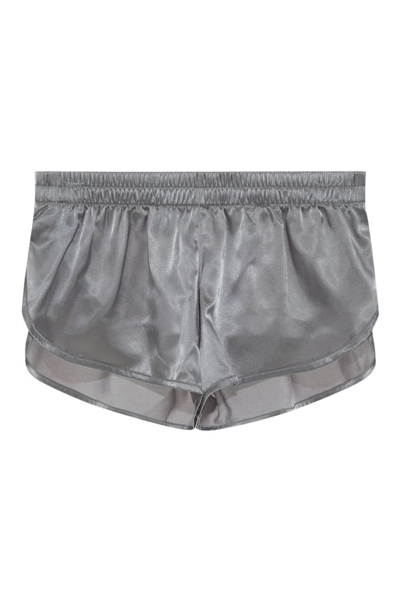 Men's Boxer Briefs Glossy Satin Sleep Shorts Elastic Split Hem Loose Lounge Short Panties