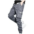 thumbnail image 1 of Admvng Men's Cargo Trousers Big & Tall Solid Casual Straight Leg Pants with Multi Pockets, 1 of 6