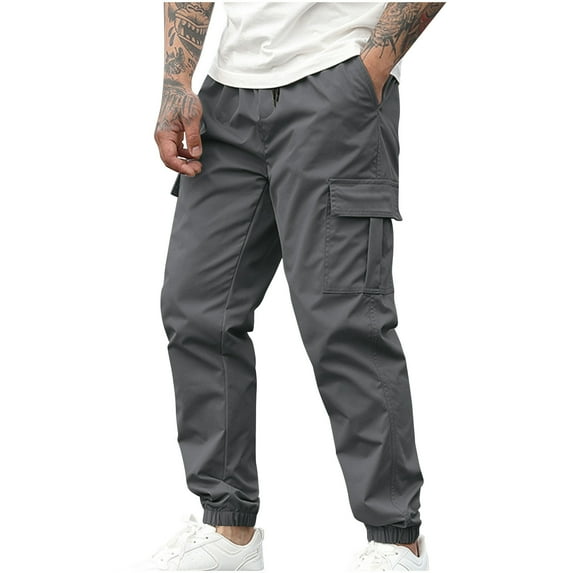 Admvng Men's Casual Cargo Joggers Pants Stretch Elastic Waist Drawstring Tapered Sweatpants with Pockets Baggy Cargo Pants S-2XL