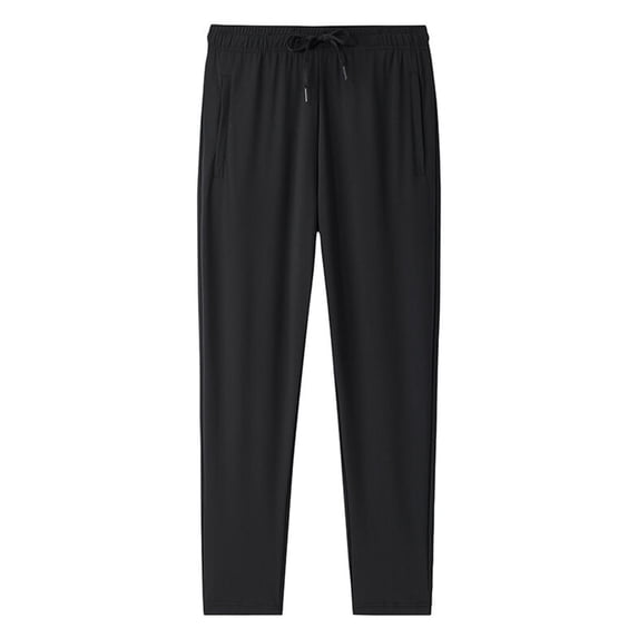 Admvng Men's Drawstring Waist Ice Silk Casual Exercise Big & Tall Pants with Pockets