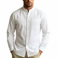 thumbnail image 1 of Admvng Men's Dress Shirt Long Sleeve Collar Stretch Slim Fit Solid Business Button Down Daily Shirts, 1 of 5
