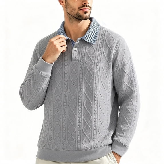 Admvng Men's Fake Two-piece Lapel Daily Casual Long Sleeve Spring Fall Shirt